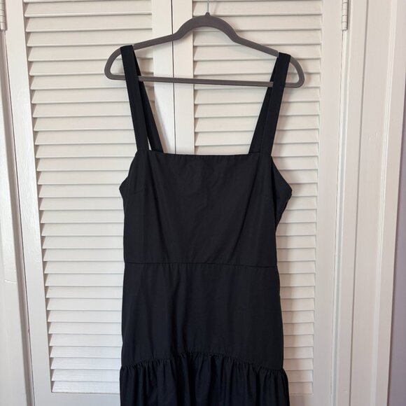 Banana Republic women's Poplin Tiered Maxi sundress 16 black square neck - Picture 4 of 14